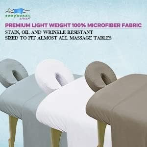 Wholesale Bulk 10 Full Sets Premium Premium Microfiber Massage table sheets set 3 Pieces Full Set massage table cover flat fitted sheets face cradle cover (White)