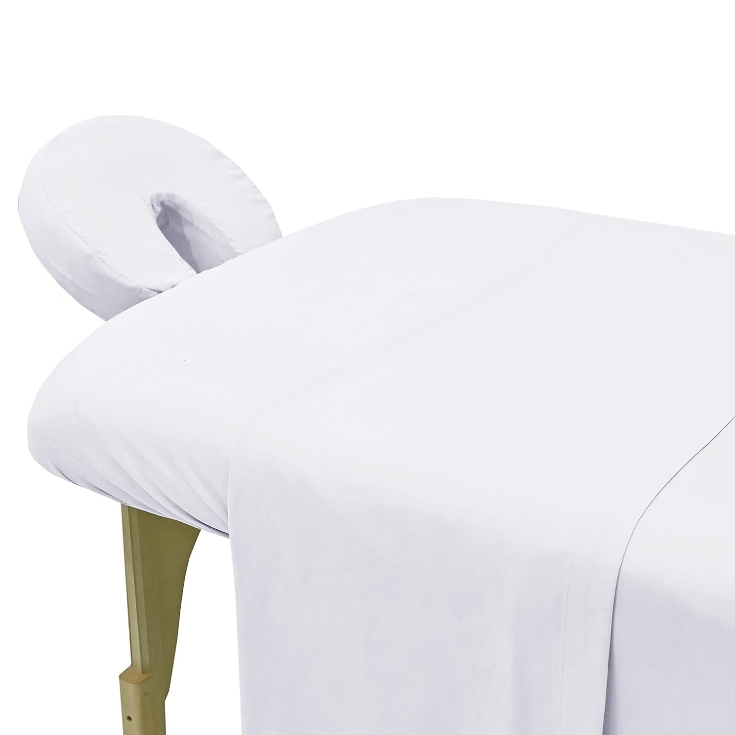 Wholesale Bulk 10 Full Sets Premium Premium Microfiber Massage table sheets set 3 Pieces Full Set massage table cover flat fitted sheets face cradle cover (White)