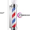Classic Barber Shop 34. 5" Rotating LED Stripes Pole Light Hair Salon Open Sign Red White Blue Waterproof Indoor/Outdoor