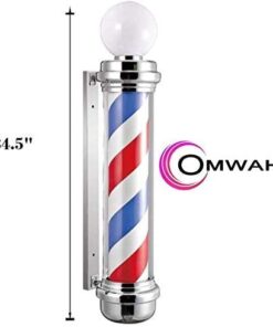 Classic Barber Shop 34. 5" Rotating LED Stripes Pole Light Hair Salon Open Sign Red White Blue Waterproof Indoor/Outdoor